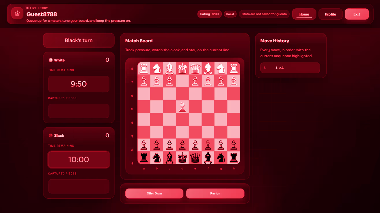 Hover version of Chess website preview