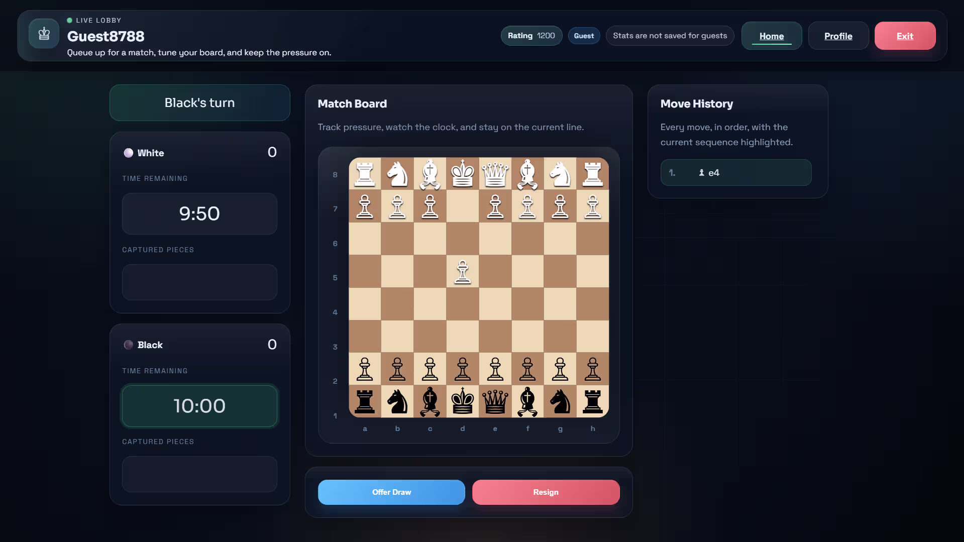 Main preview of Chess website project