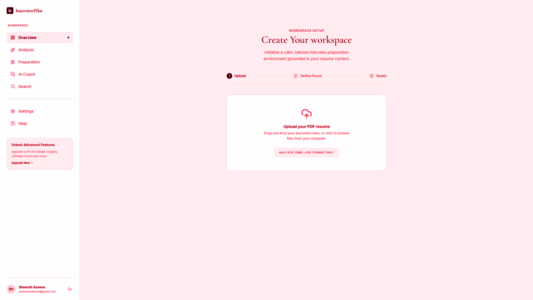 Hover version of Interview Pilot website preview