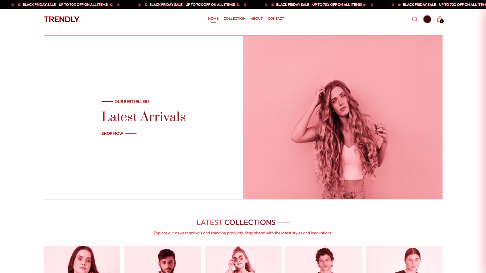 Hover version of e-commerce platform website project